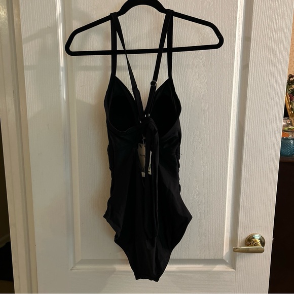 Eomenie Swimsuit Woman Size Large Ruched Tummy Control Slimming One Piece Black - Picture 5 of 5